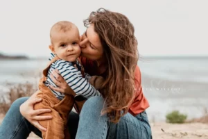 Séance photo bébé maman extérieur